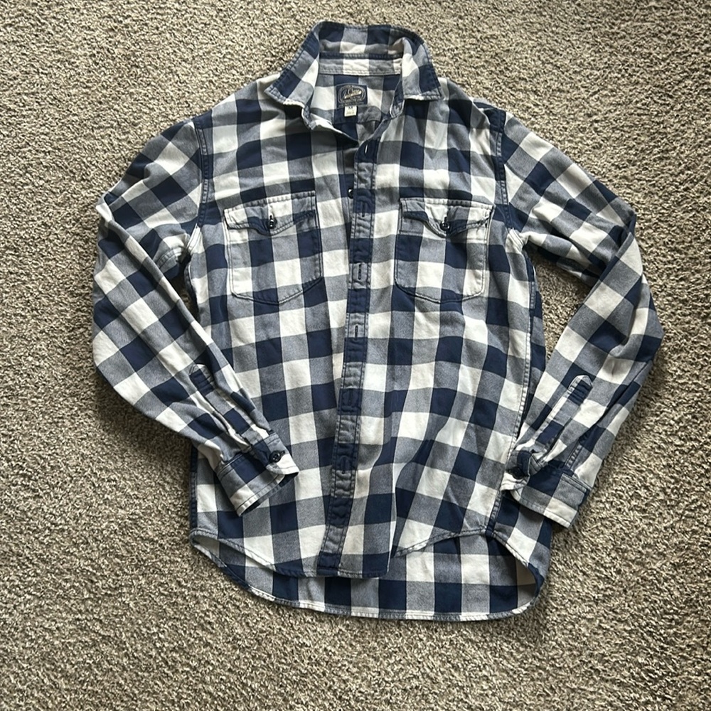 J Crew Medium Slim Navy and White Flannel